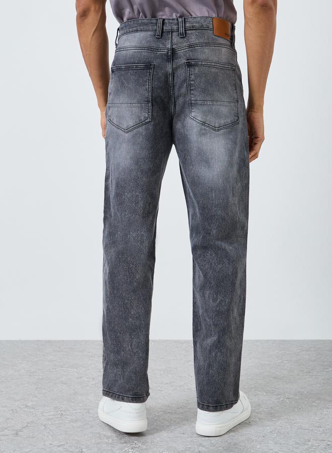 Styli Men Black Loose Fit Washed Jeans - Image 3